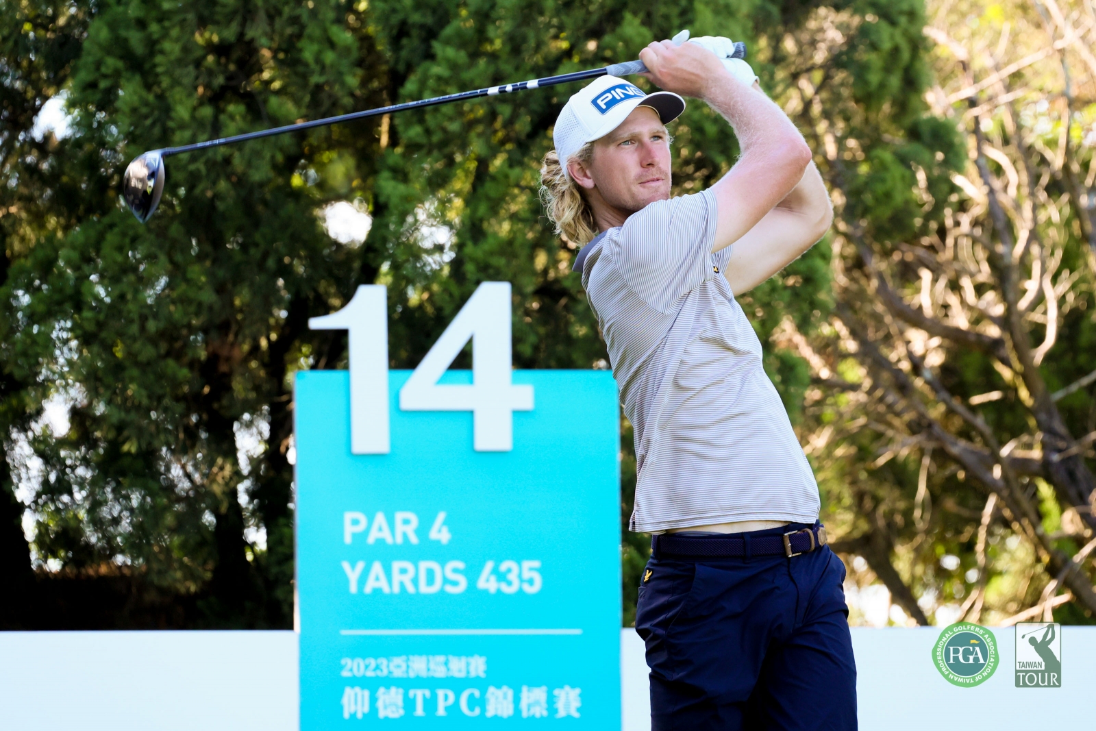 去年冠軍澳洲選手史密斯（Travis Smyth）以兩回合總桿132桿(-12)單獨領先(TPGA_林聖凱攝影)