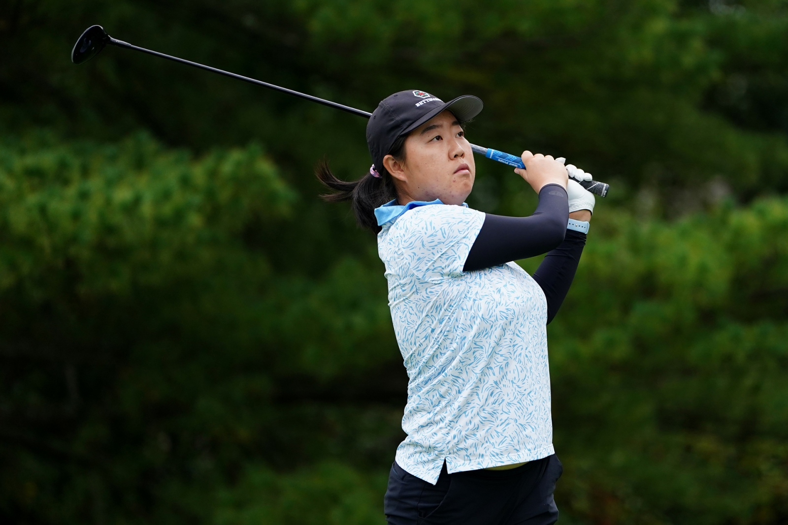 中國球員劉瑞欣在第五洞的開球。她自2019年起開始打LPGA，之前在次巡賽獲得六勝，在LPGA迄未獲勝，但有兩場名列前十。 (Photo by Dylan Buell/Getty Images)