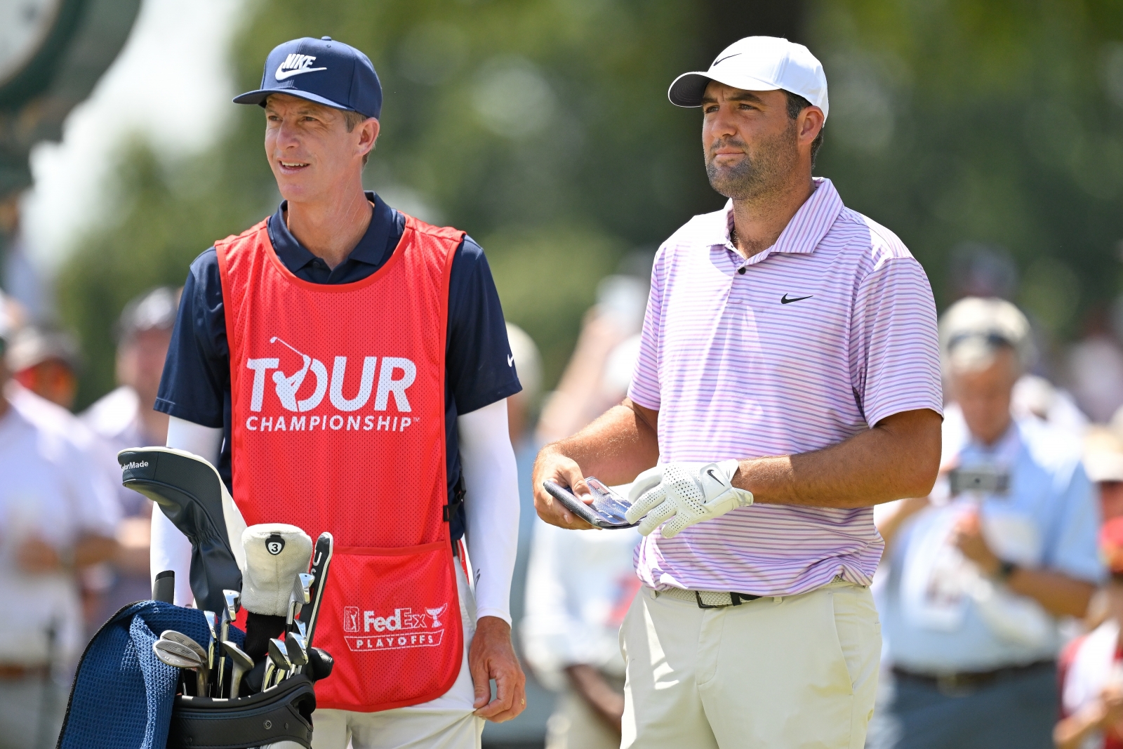 Scottie Scheffler and caddie Ted Scott. Credit Getty Images